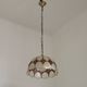 French Vintage Capiz Shell Hanging Pendant Light in Brown & White Gold Trim