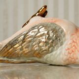 Polychrome & gold ceramic parakeet
