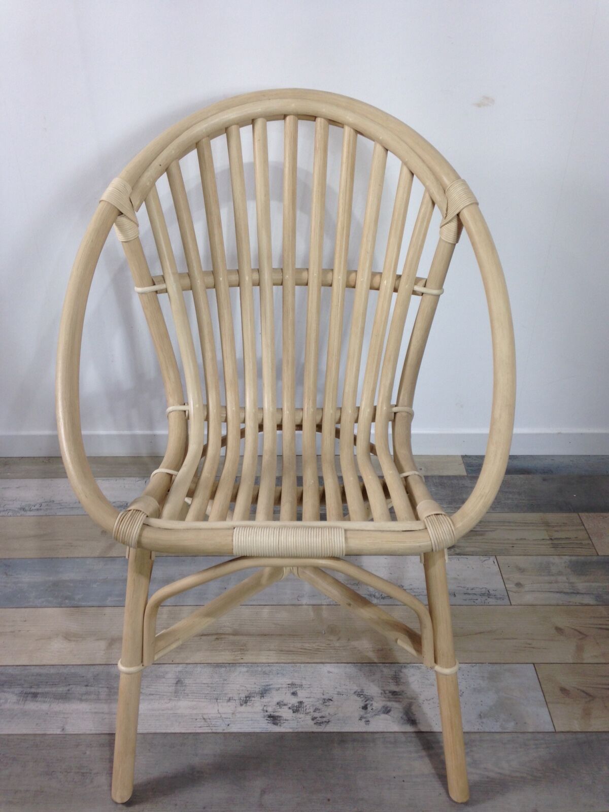 Rattan shell armchair