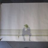 Claudio morra - original drawing - 1974 - man on a bench