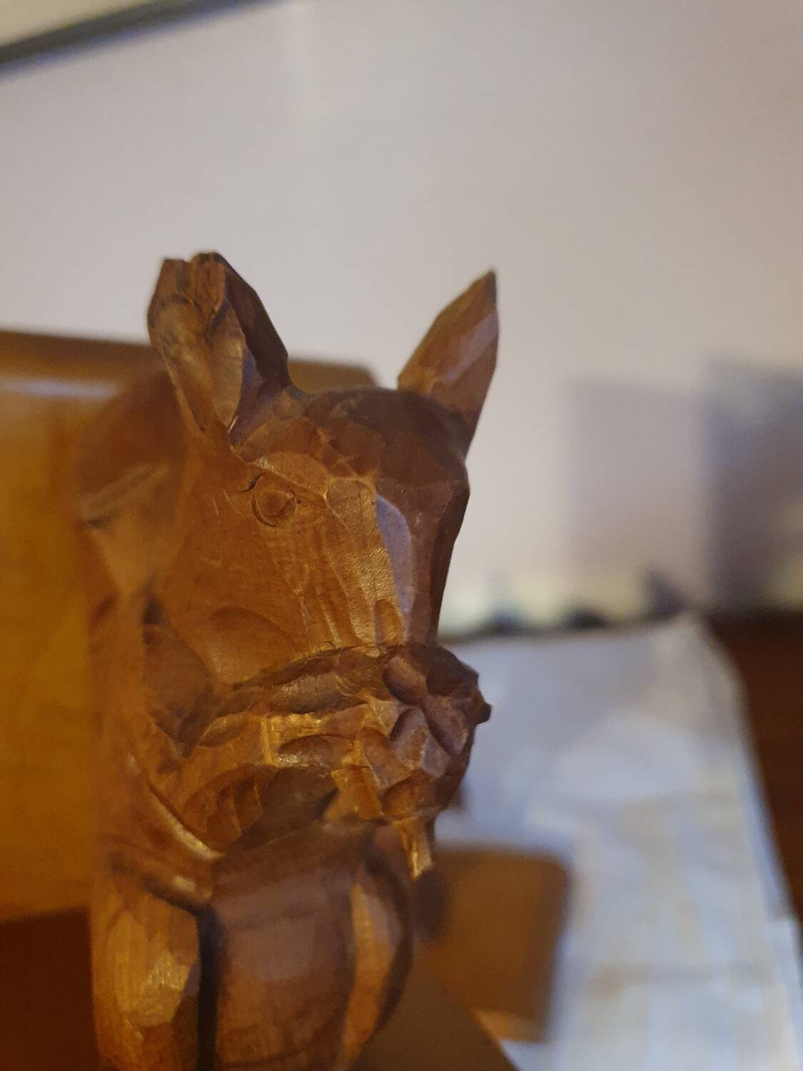Vintage hand-carved wooden squirrel bookend