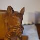 Vintage hand-carved wooden squirrel bookend