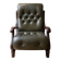 Vintage green leather tufted armchair - 1970s