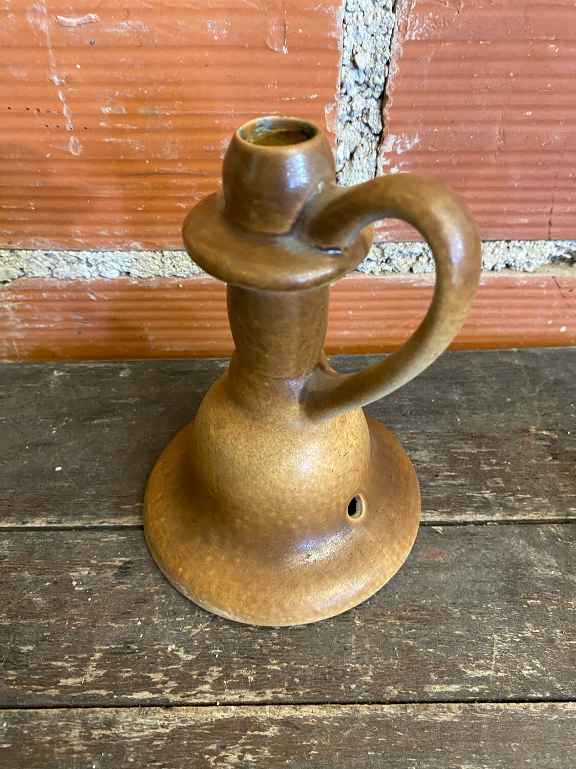 Old Lamp Base Vintage Beige Ceramic Candle Holder #D833