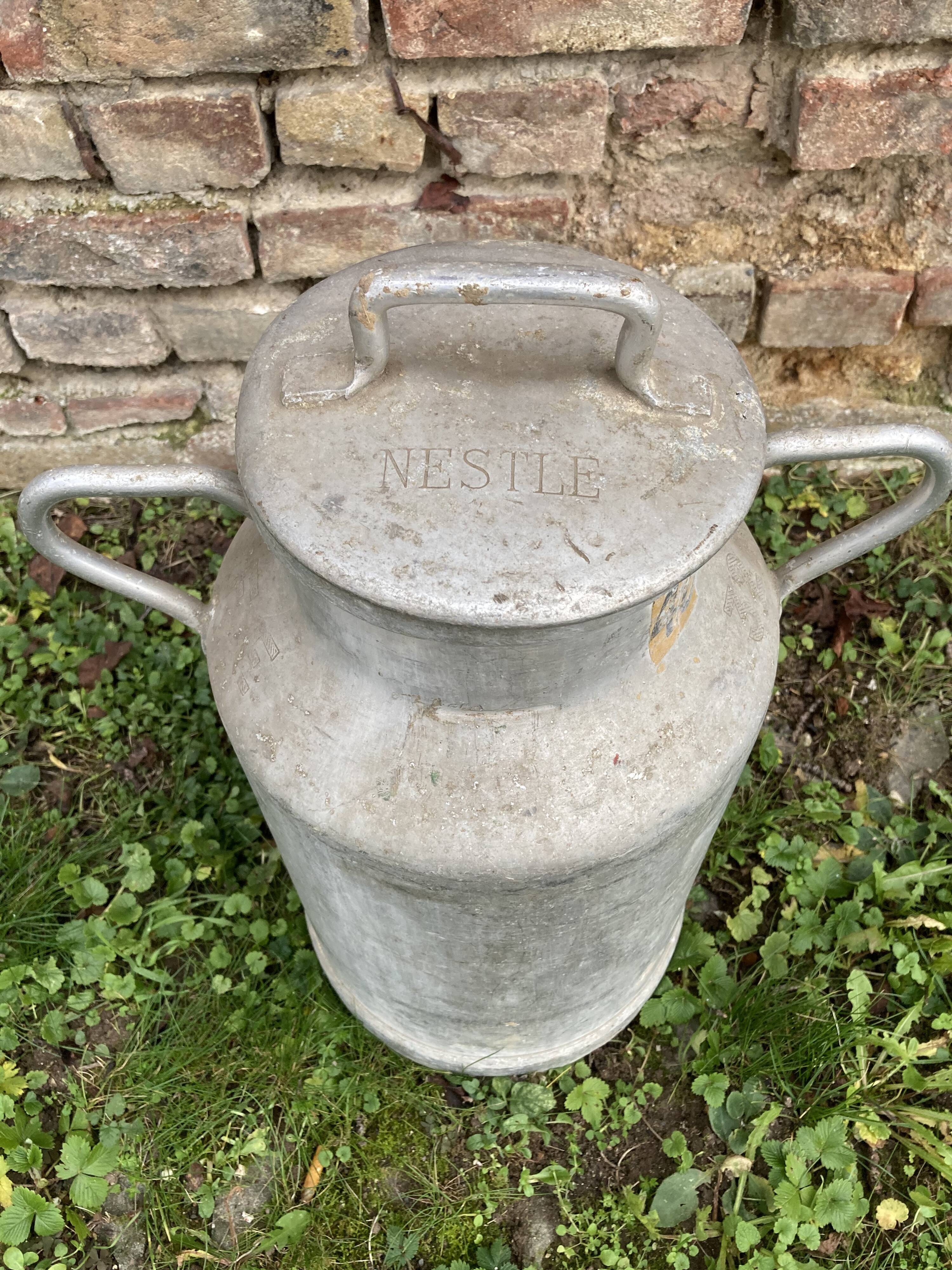 Farm milk jar aluminum canister