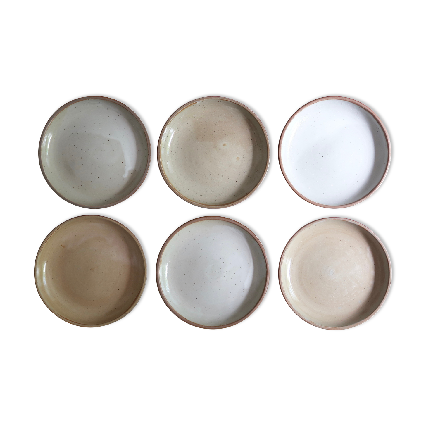 Six stoneware dessert plates, 70s