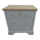 English commode of beautiful craftsmanship enhanced in pearl grey with a waxed finish.
