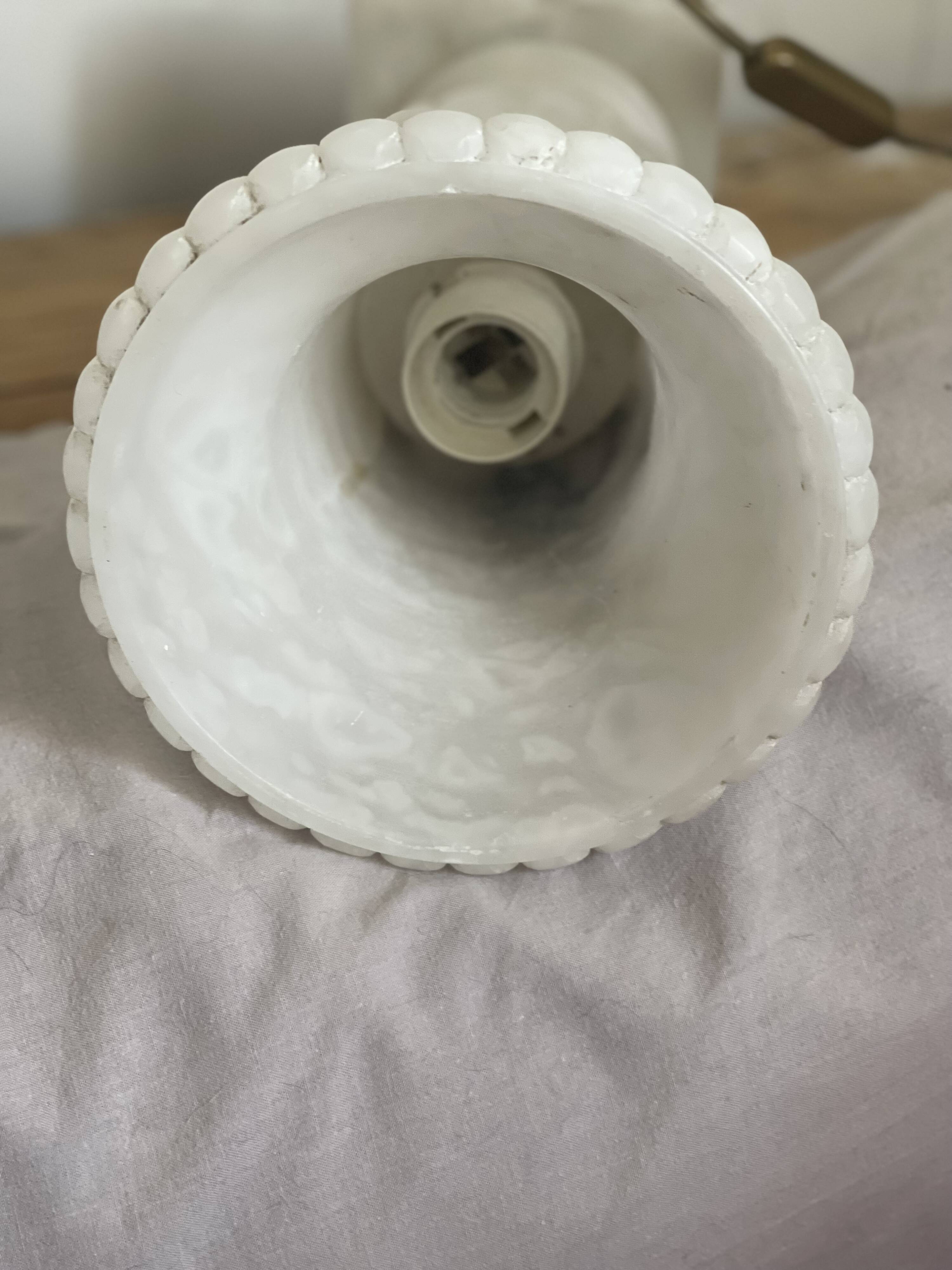 Vintage alabaster lamp on square base - decorative object