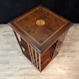 English rotating library in mahogany and marquetry