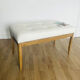 Oak bench, white fabric