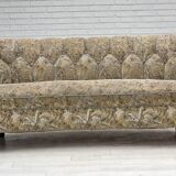 1970s, Danish 3 seater curved sofa, original multicolor furniture fabric.