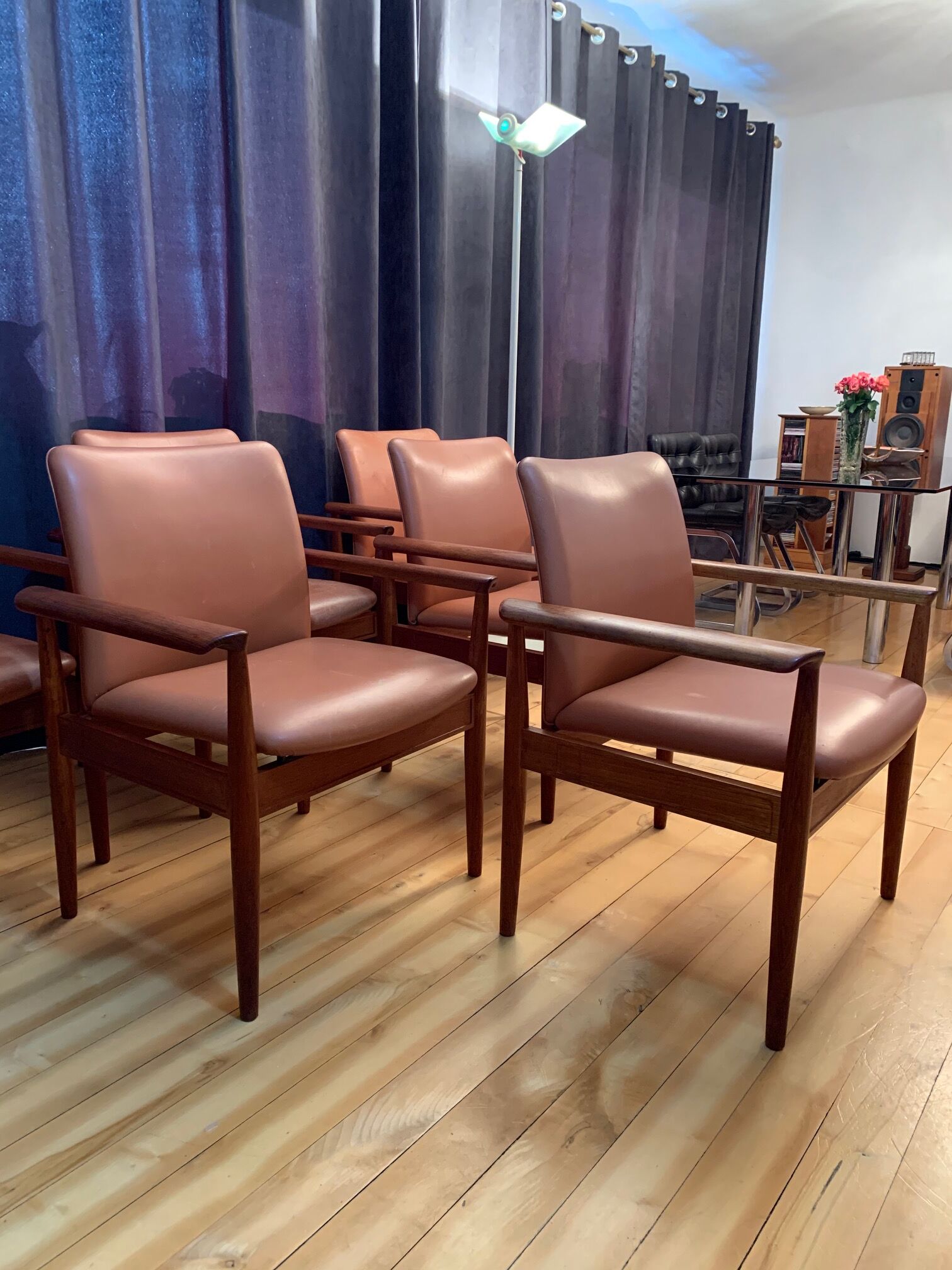 Set of six Diplomat armchairs, model 209 by Finn Juhl, Cado, 1960s