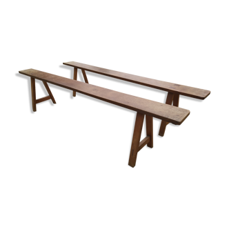 Paire de bancs de ferme 200 cm