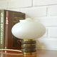 Vintage mushroom desk lamp bedside light brass and wood table lamp 1970's