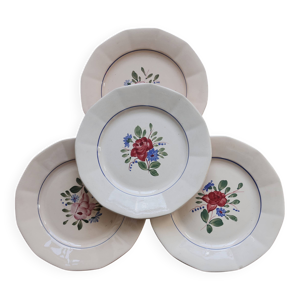 4 assiettes plates vintage - digoin sarreguemines