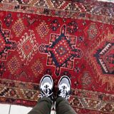 Tapis coureur vintage du Moyen-Orient Malayer fait main en laine 108 x 321