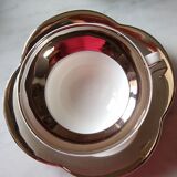 6 tea cups in fine porcelain Epiag white and gray moiré steel