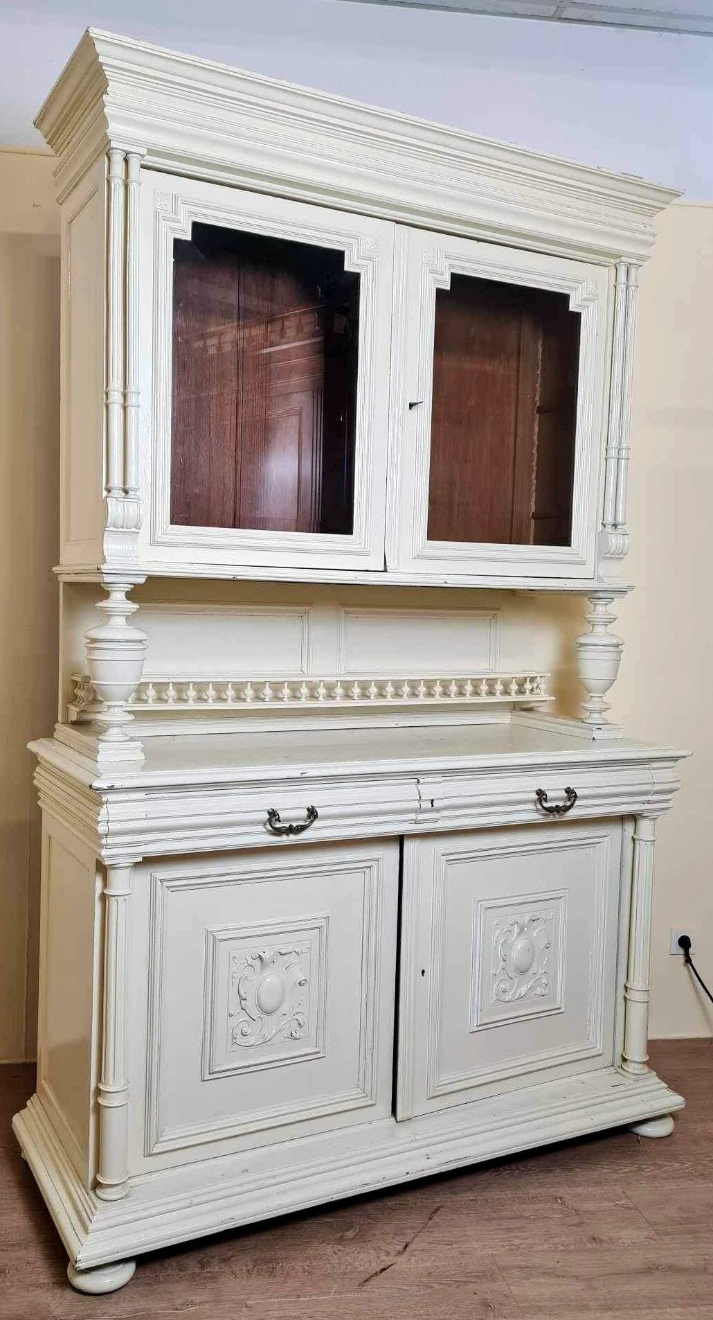 pretty white lacquered Renaissance style sideboard circa 1850
