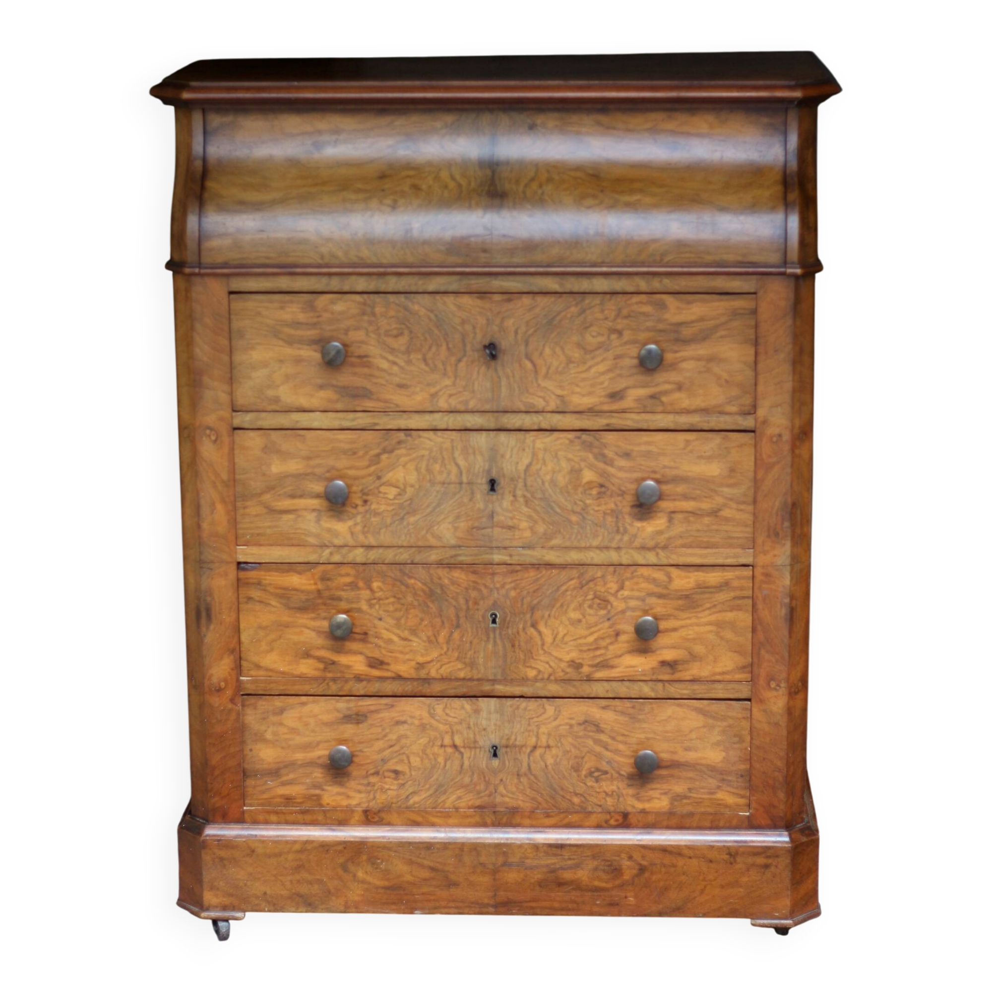 Classy dressing table in mahogany burl (19th century).
