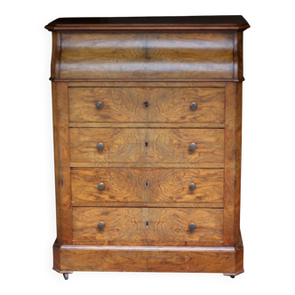 Classieuse coiffeuse en loupe d'acajou (XIXeme).