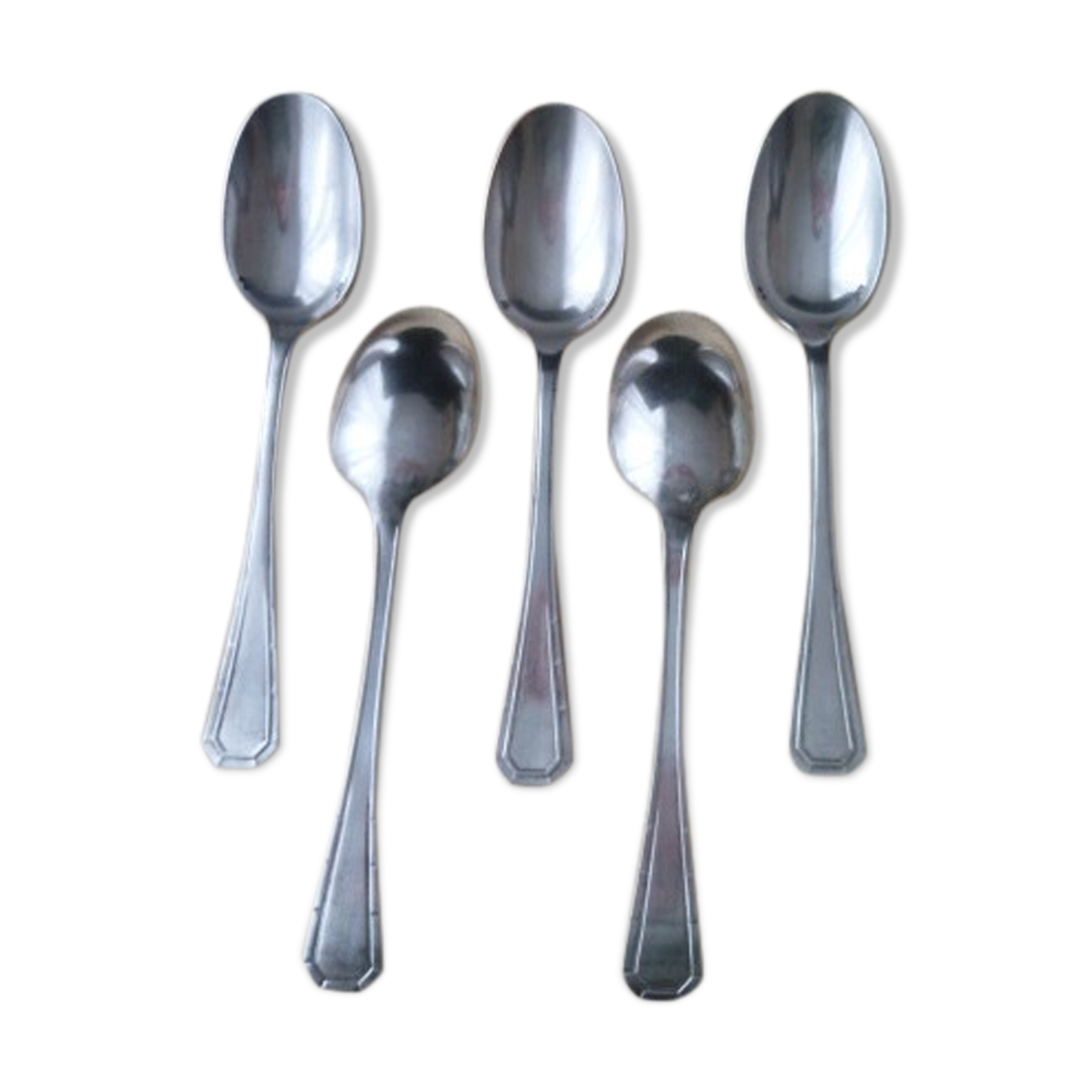 Set of 5 silver metal soup spoons Alfénide Model Tosca