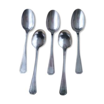 Set of 5 silver metal soup spoons Alfénide Model Tosca