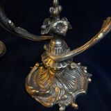 Paire de chandeliers bronze argenté XIX eme