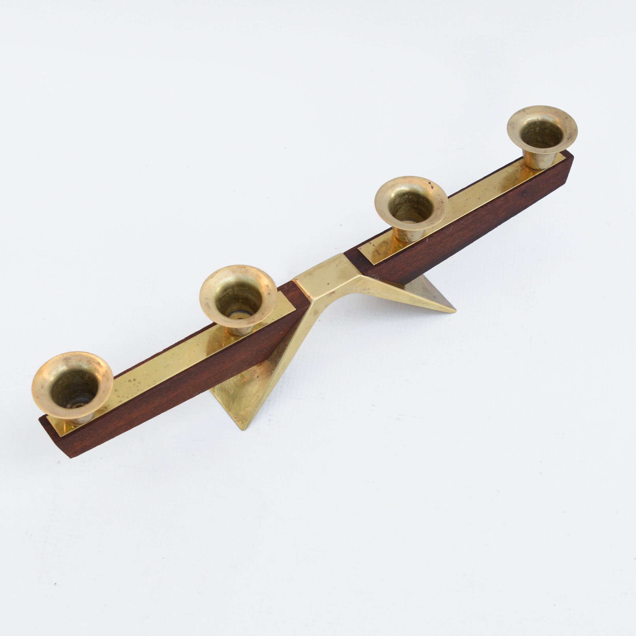 Teak two-arm candlestick, Denmark, 1970s