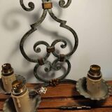 Pair of antique wrought iron wall lights gilbert poillerat baroque 1940