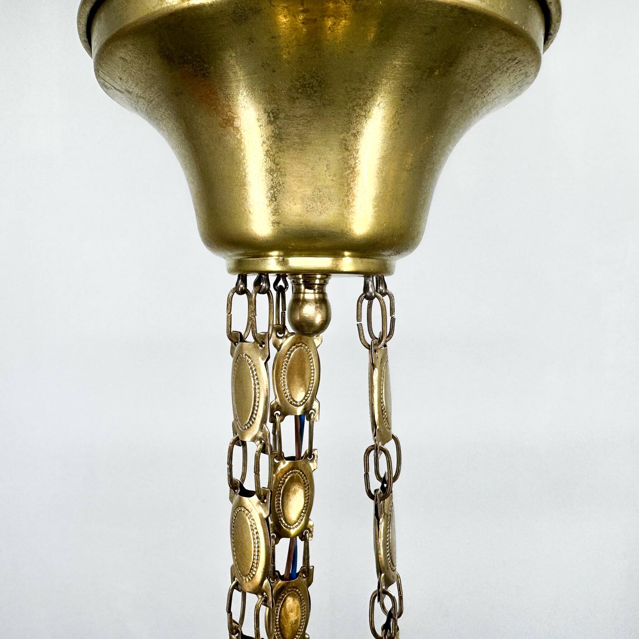 Art Noveau Brass Chandelier, Restored, Germany, 1920's
