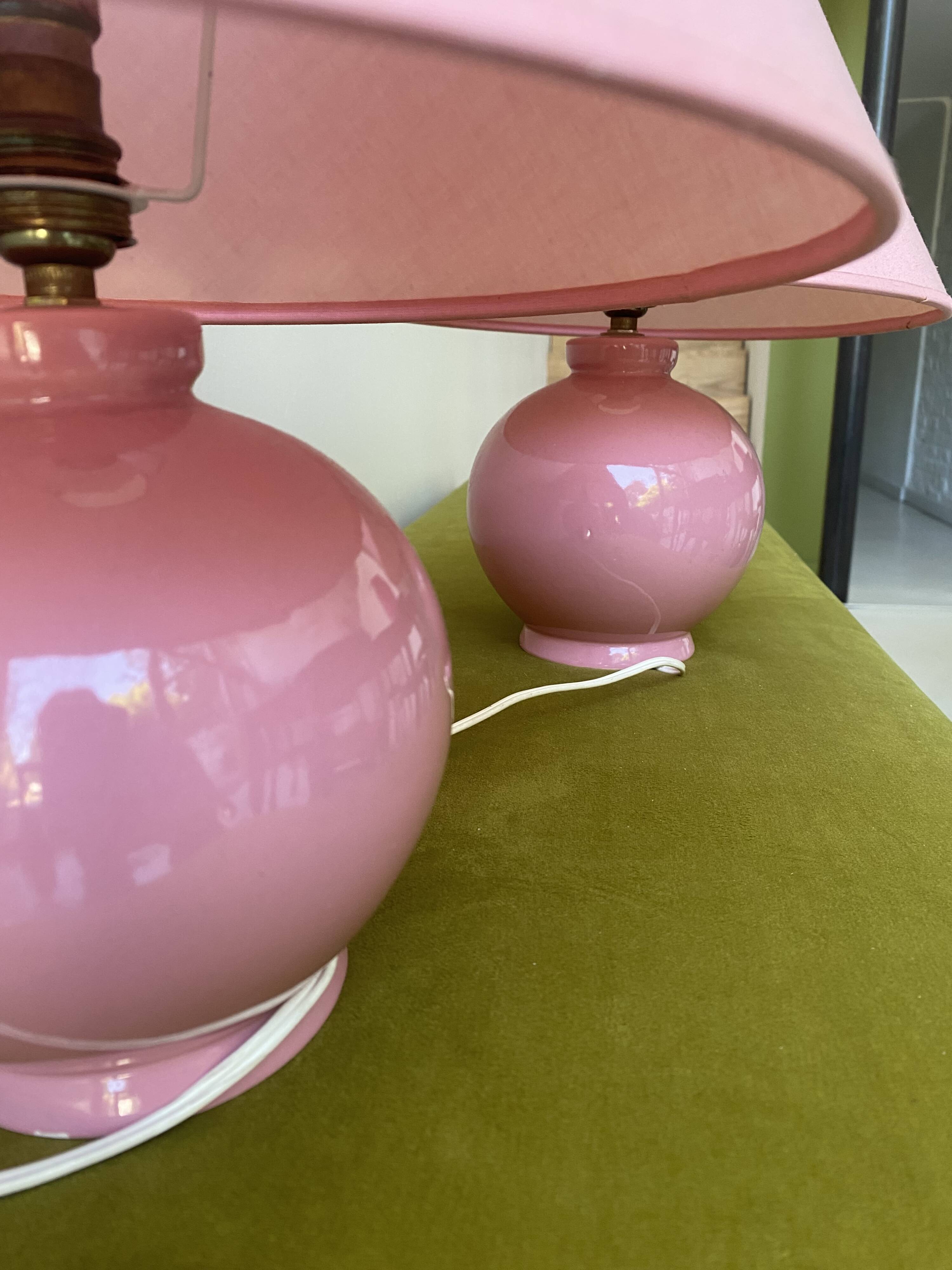 Lot of 2 candy pink bedside lamps