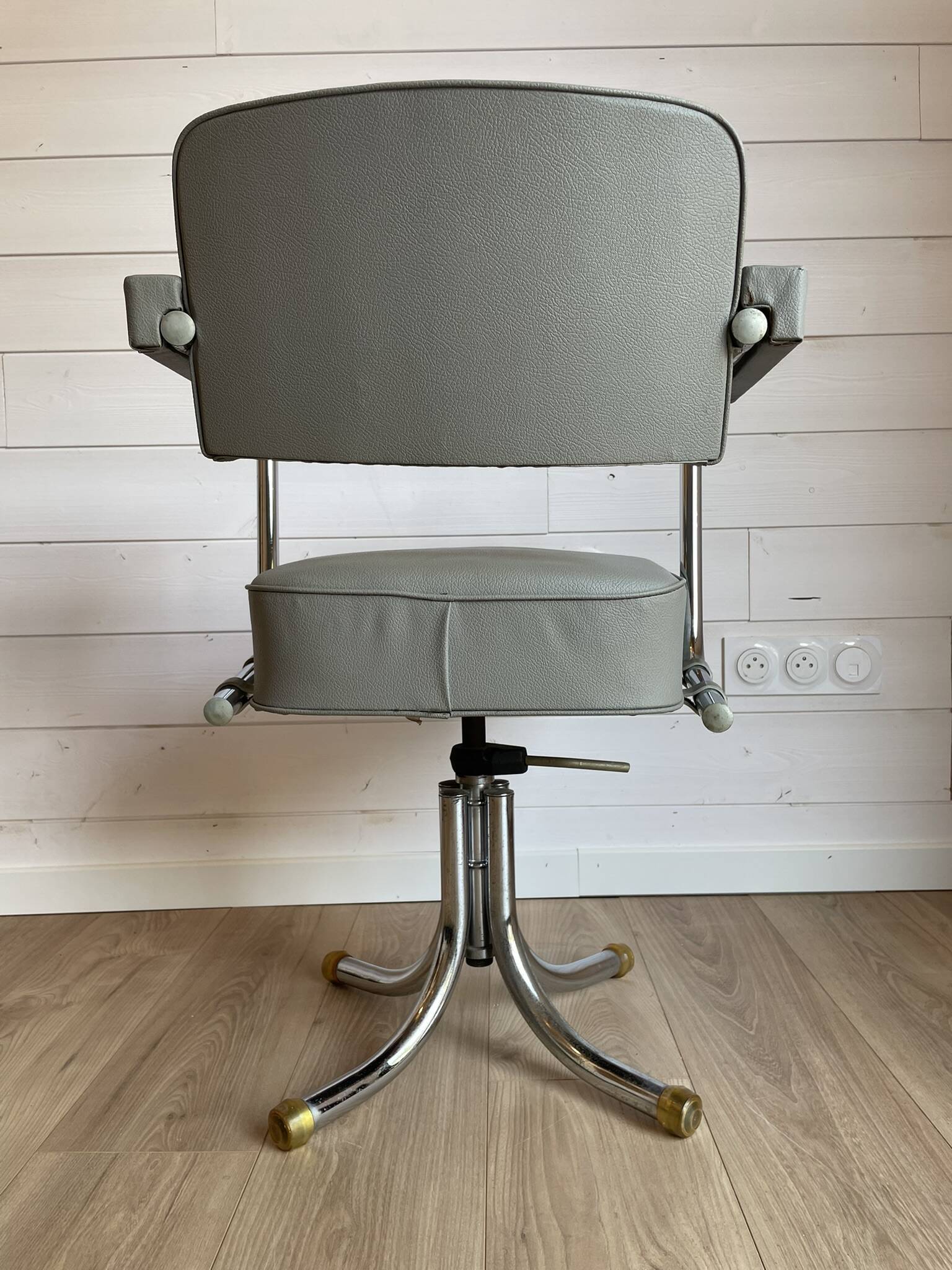 Vintage office chair – Mid-Century style Chrome and Faux leather