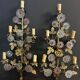 Important Pair of Church or Chapel Wall Lights in Gilded Brass and Glass, Late 19th Century, H 70 Cm
