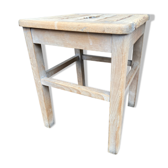 Rustic stool vintage raw natural wood 1950s