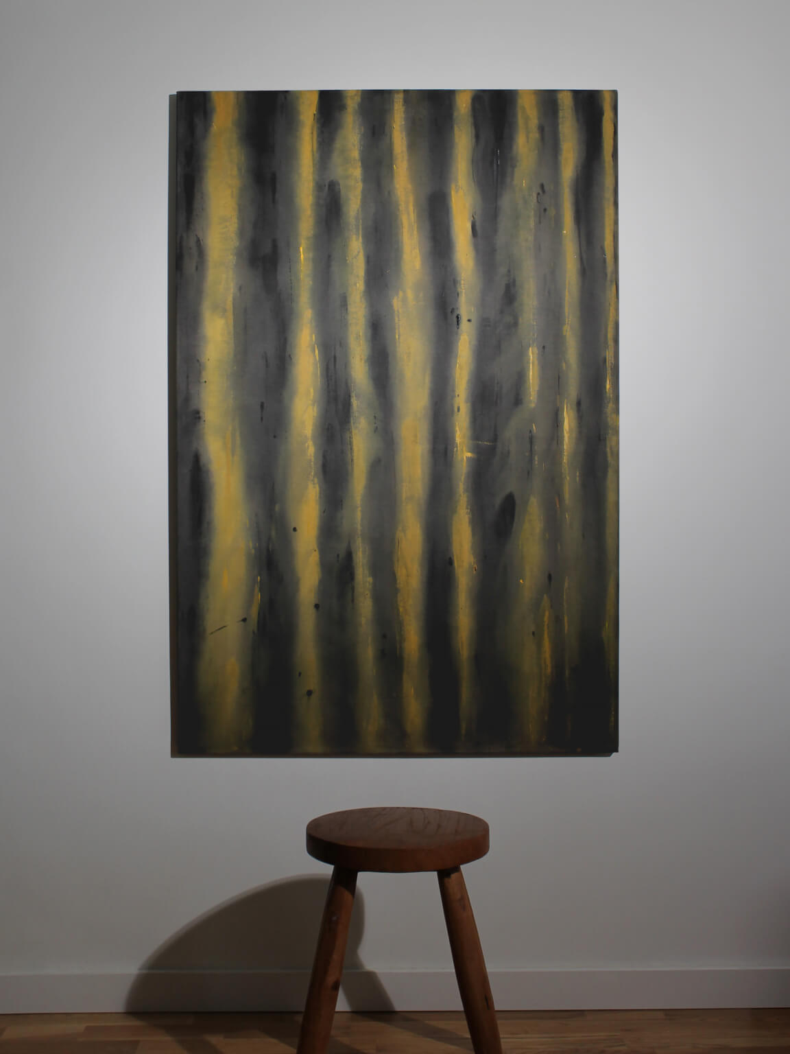 Vertical Organic Lines In Green And Yellow By Karina Savonenko, 80x120cm