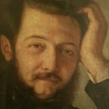 Oil on canvas noble portrait frame mounted key