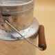 Old aluminum milk jars, wooden handle, lot of 2
