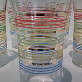 Set of 6 vintage juice glasses with stripes