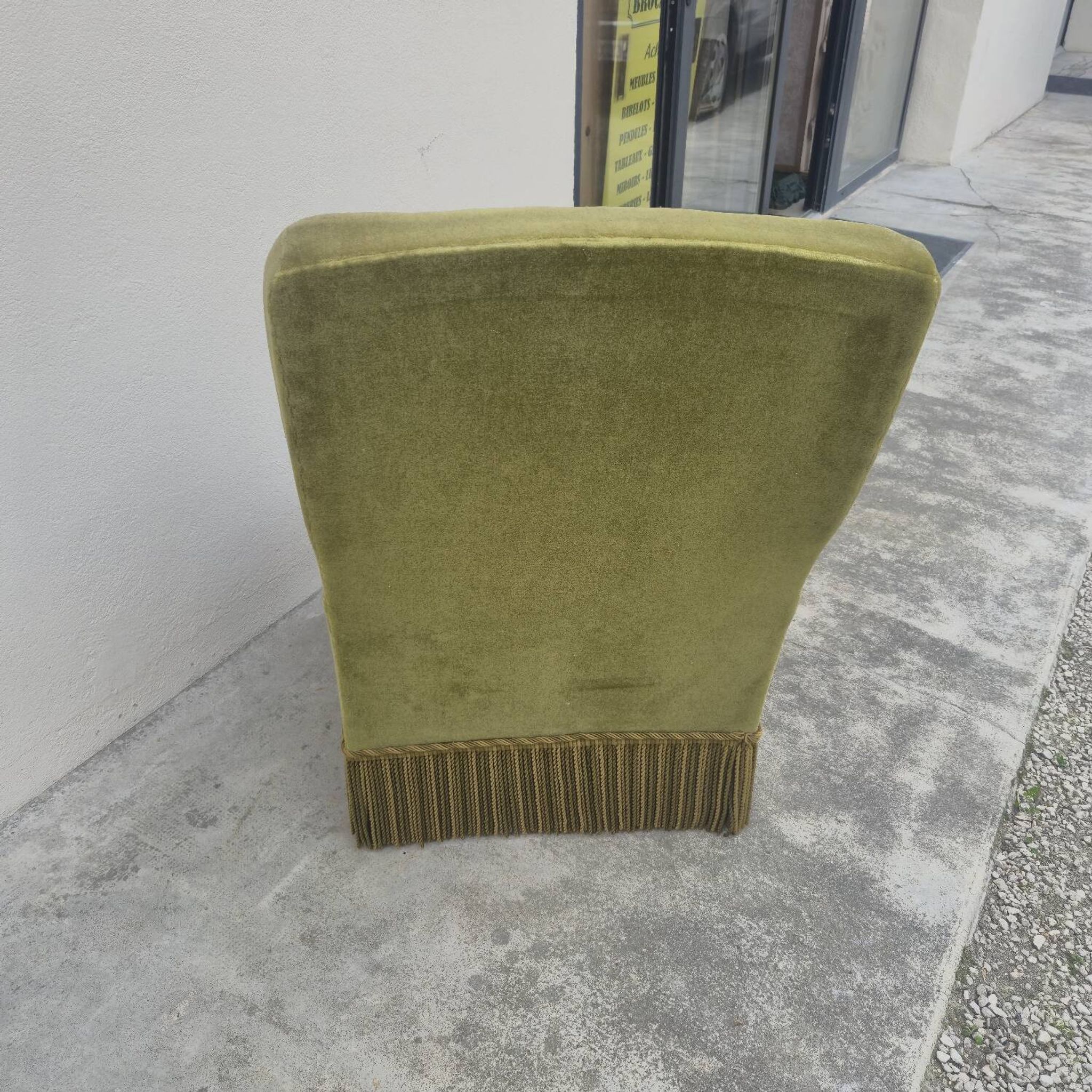 Fauteuil crapaud en velours d'époque napoléon III 19éme