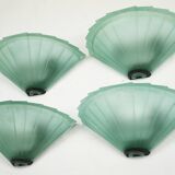 Set of six De Majo sconces in thick green murano glass. Italy 1980s