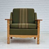 1970s, Danish design, lounge chair in green furniture wool, oak wood