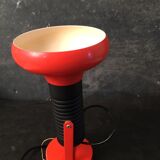 Vintage wall lamp in orange metal and black plastic, adjustable