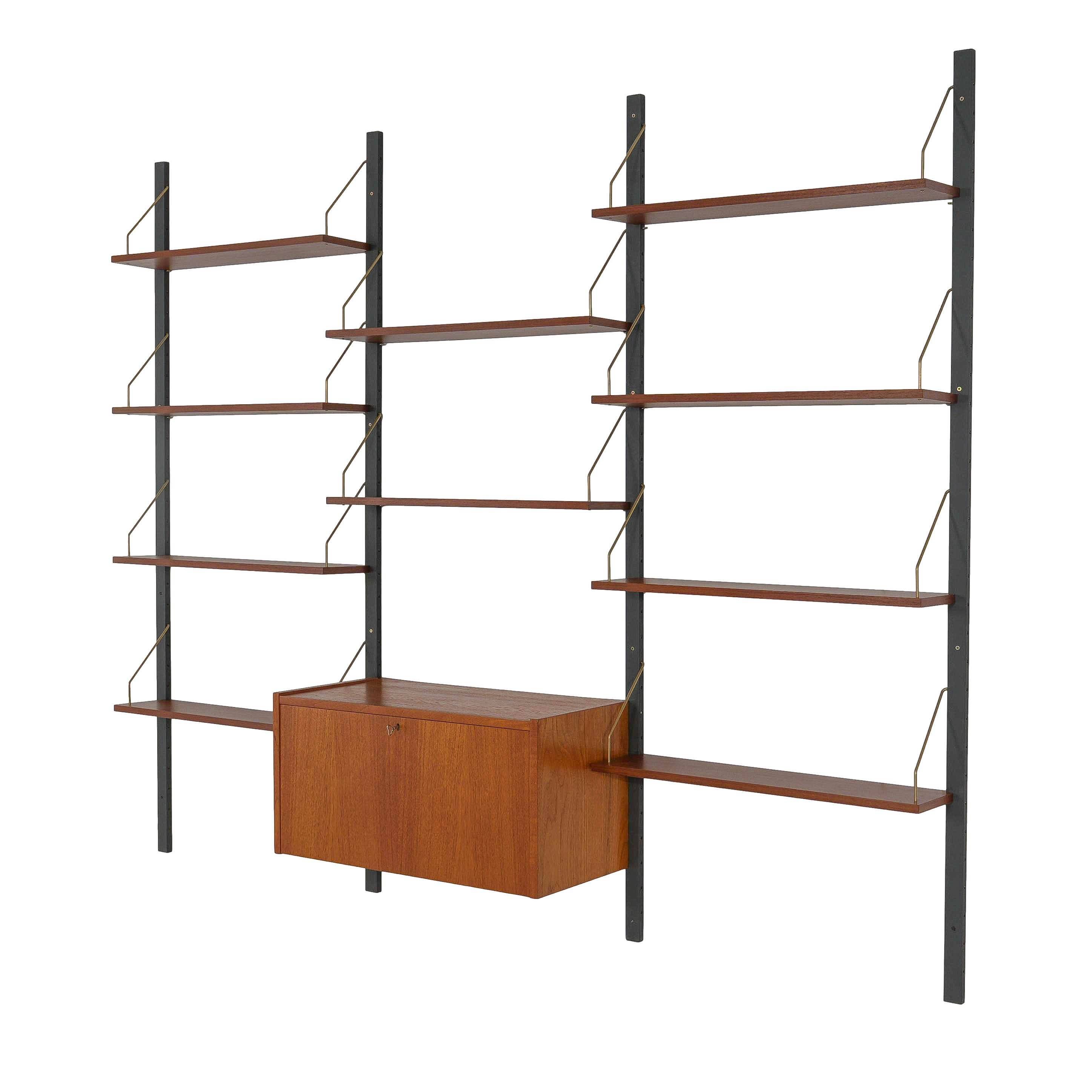 Modular shelving in teak veneer, Denmark, 1970s