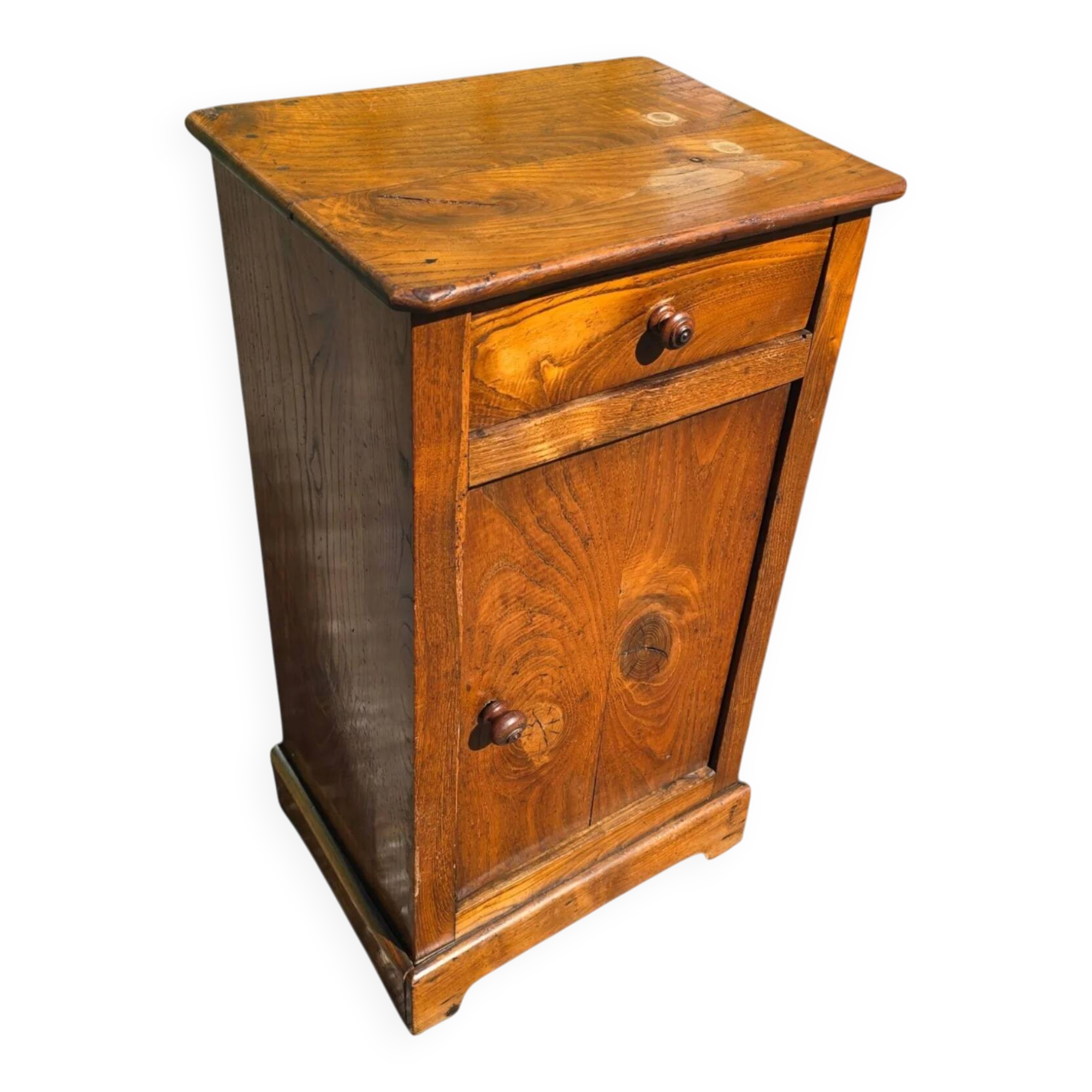 Meuble de chevet rustique ancien en bois massif