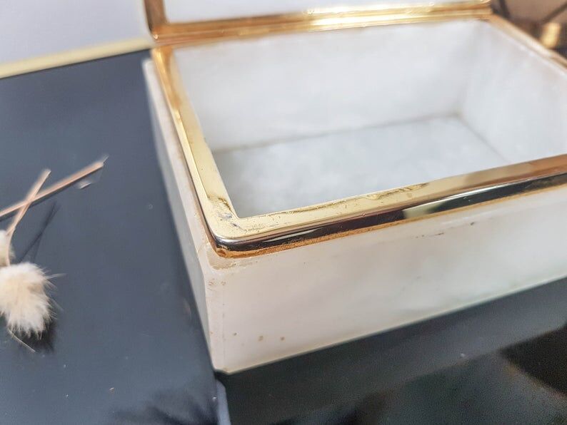 Marble and brass jewellery box