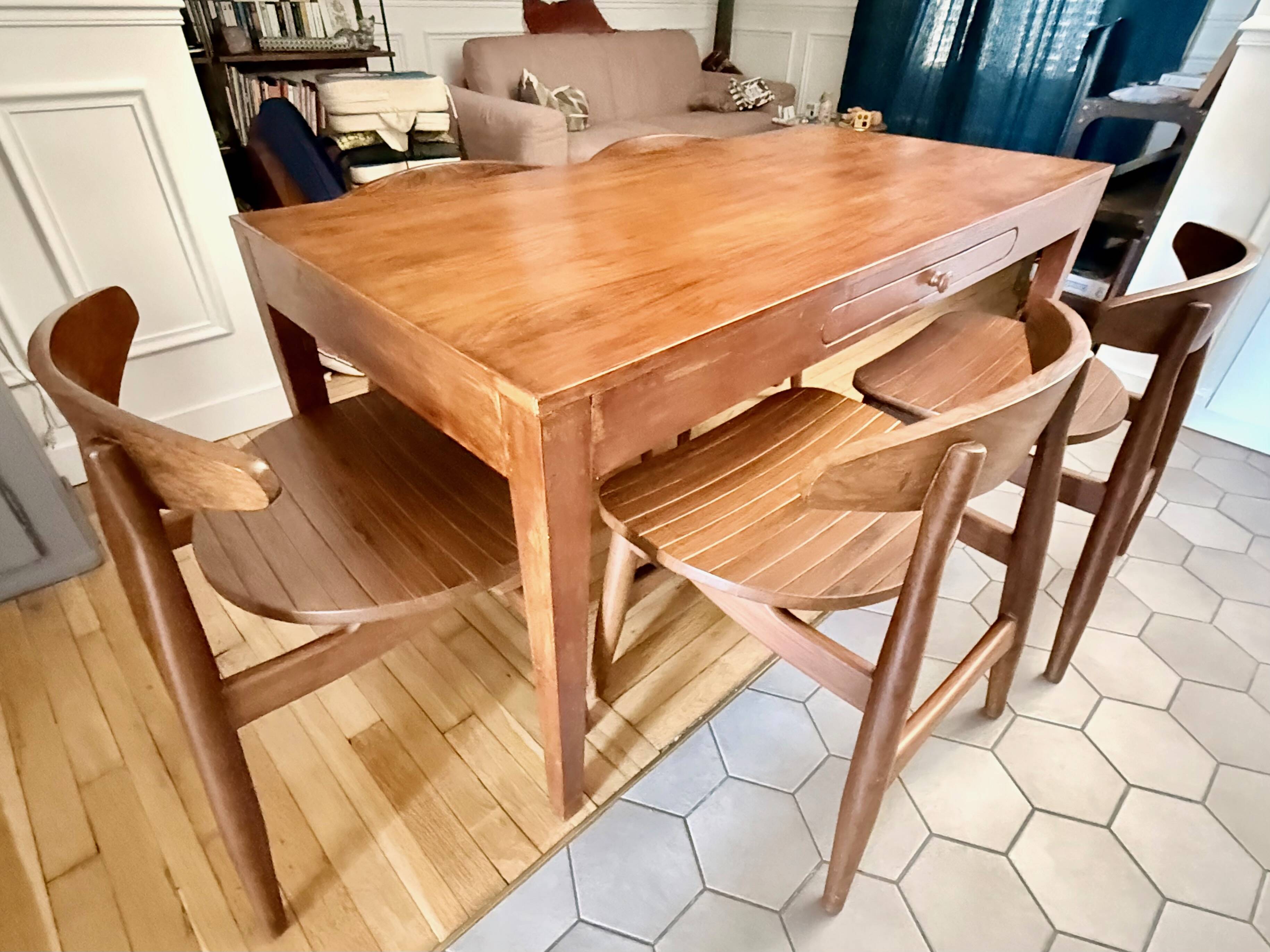 Dining table + 6 chairs inspired by Hans J. Wegner CH30 – rosewood wood