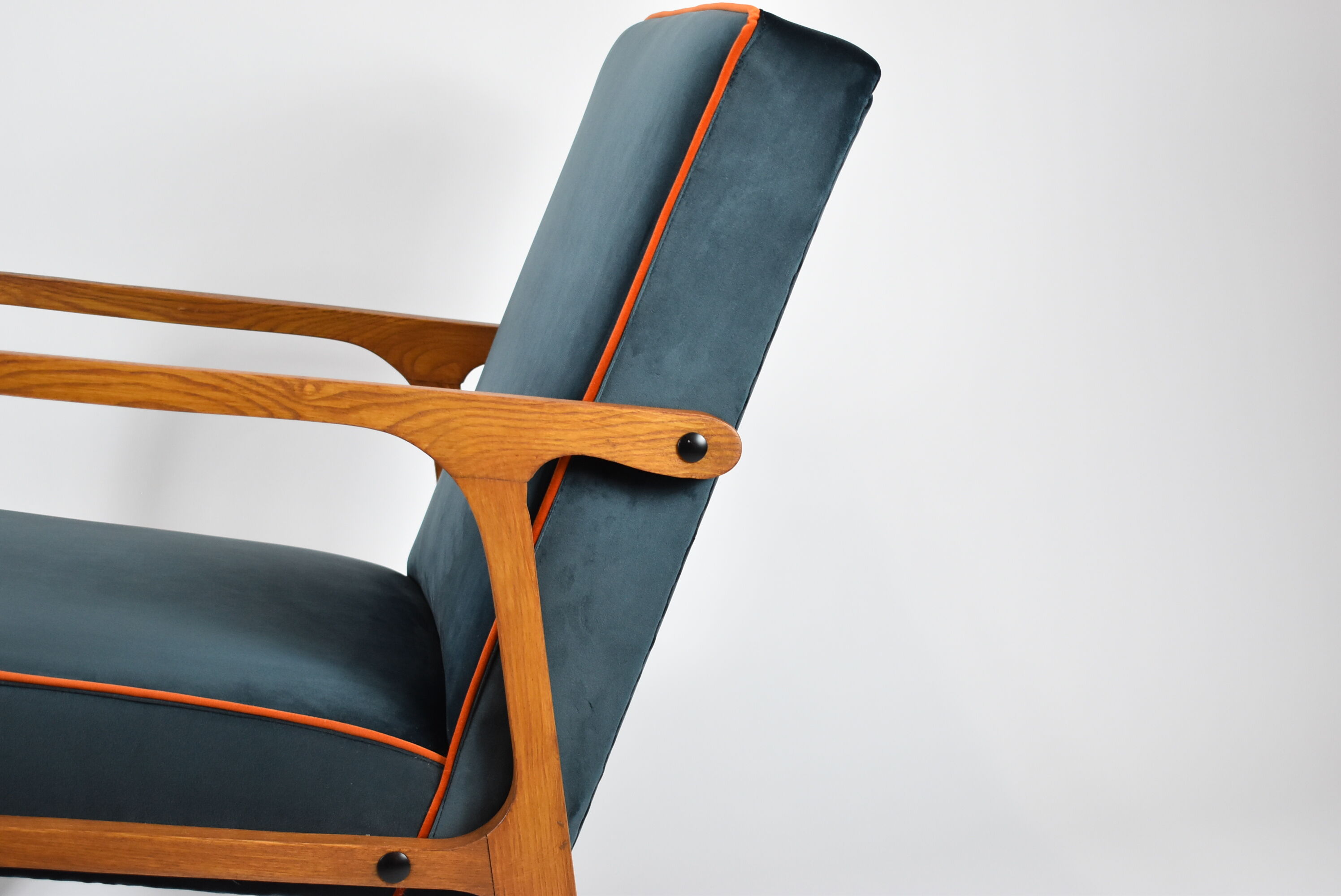 Restored vintage armchair model 04-b, 1970s, dark ocean green
