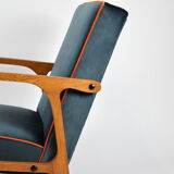 Restored vintage armchair model 04-b, 1970s, dark ocean green