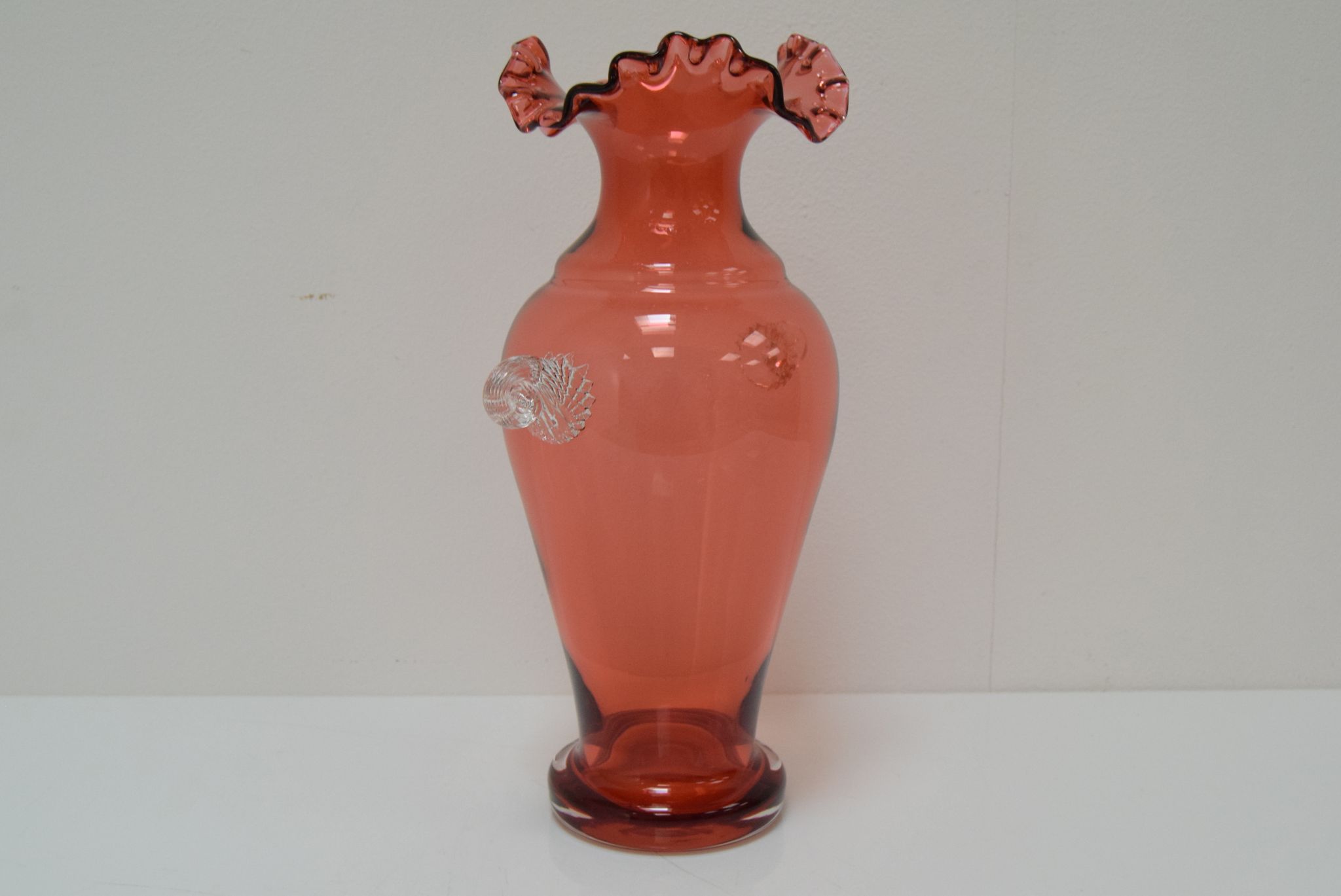 Art Czech glass vase, by Glasswork Novy Bor, 1950s