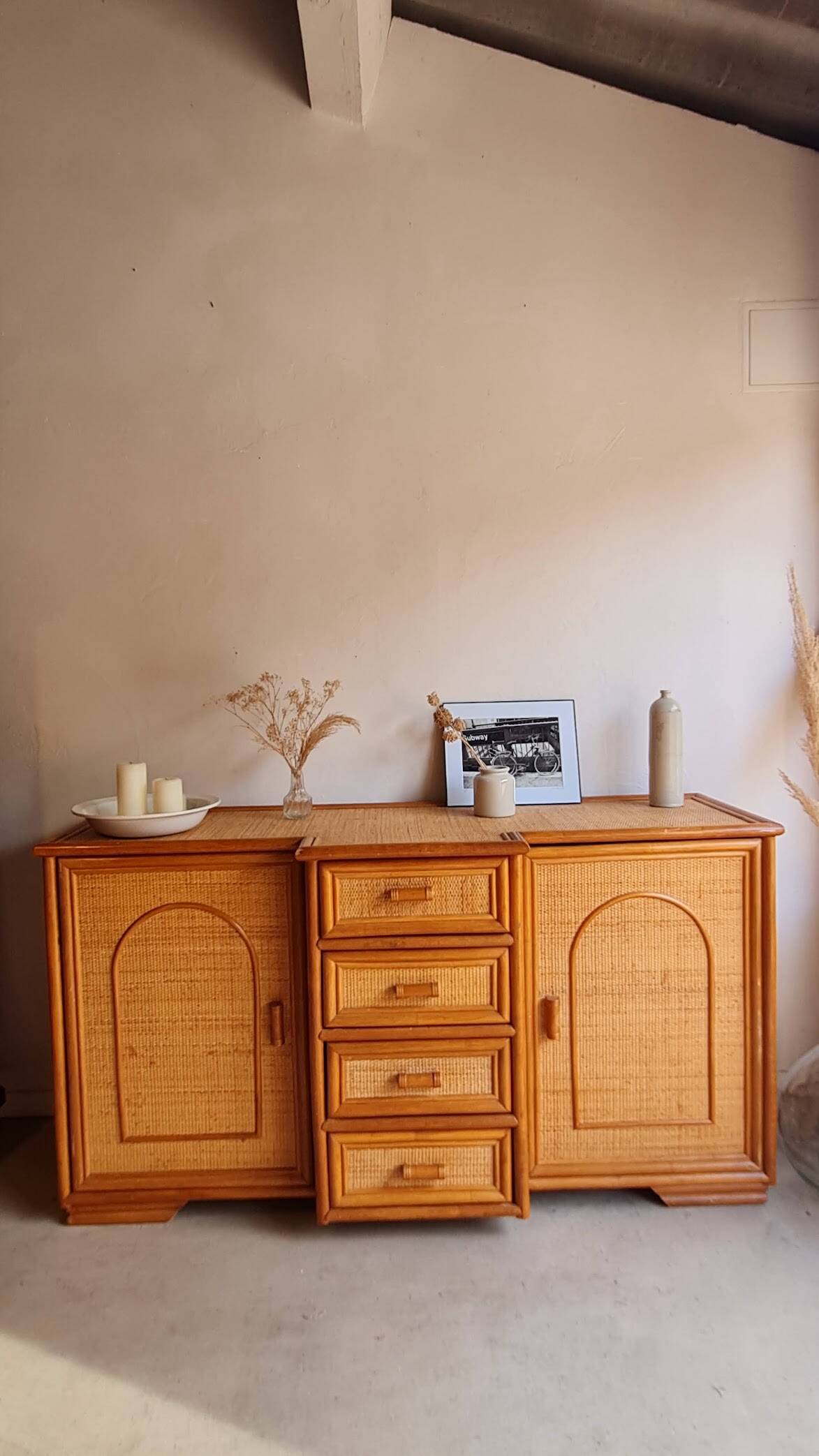 Enfilade en rotin, circa années 70